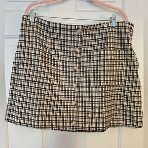 French Connection Plaid Button-Front Mini Skirt